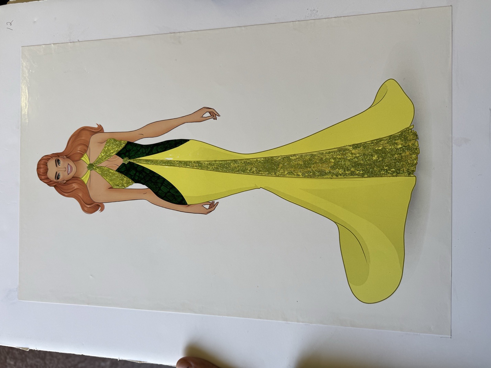 Sketch for Look 4 — yellow and green halter