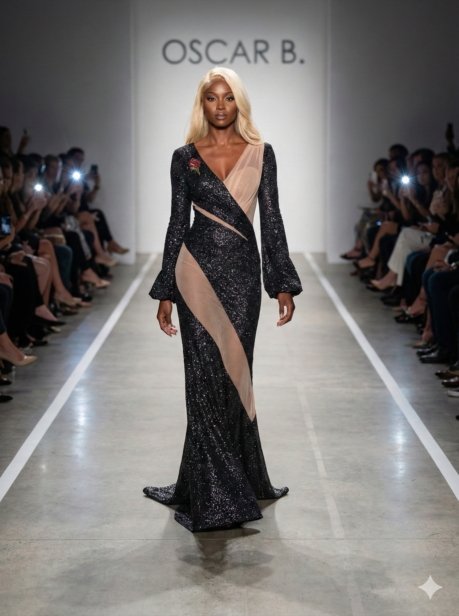 ivory gown with dark sash