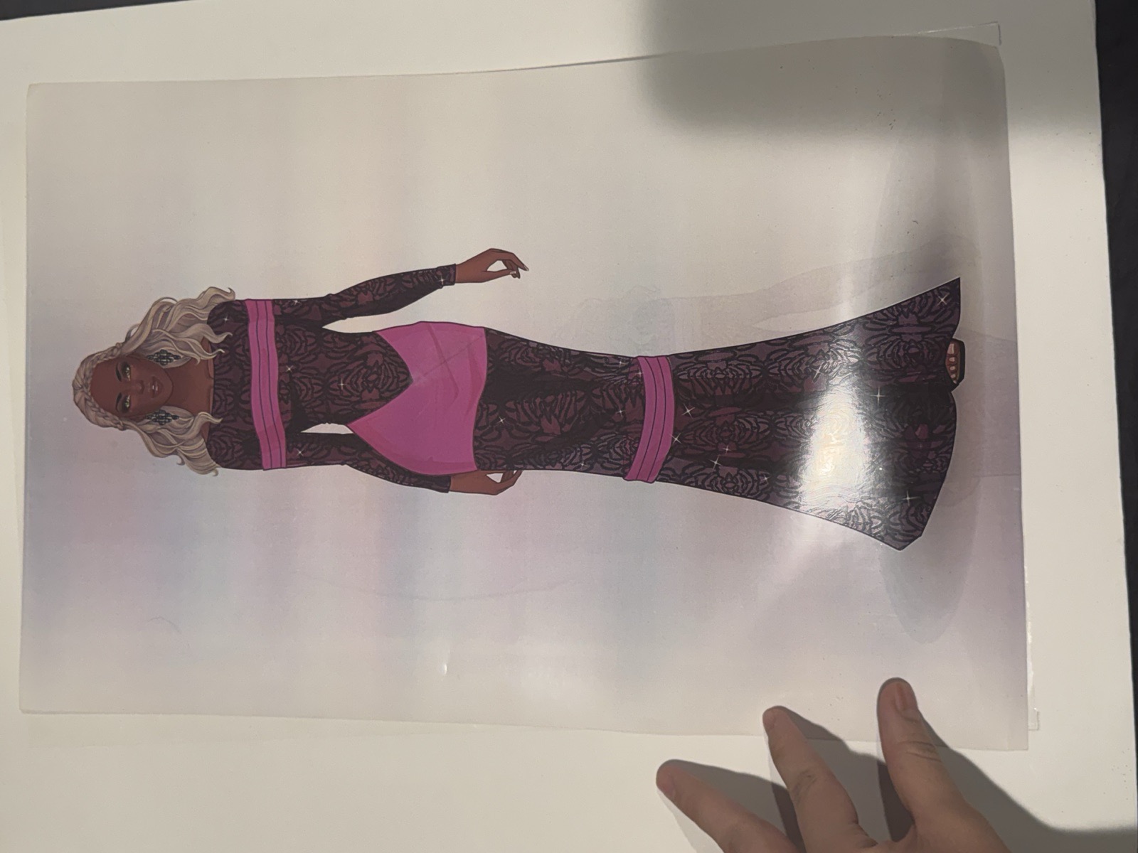 Sketch for Look 10 — blue gown with cutout