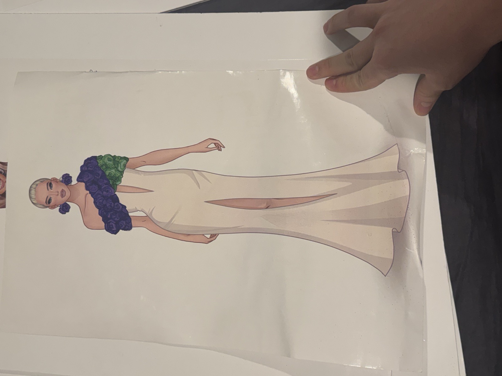 Sketch for Look 12 — dress with contrast bodice