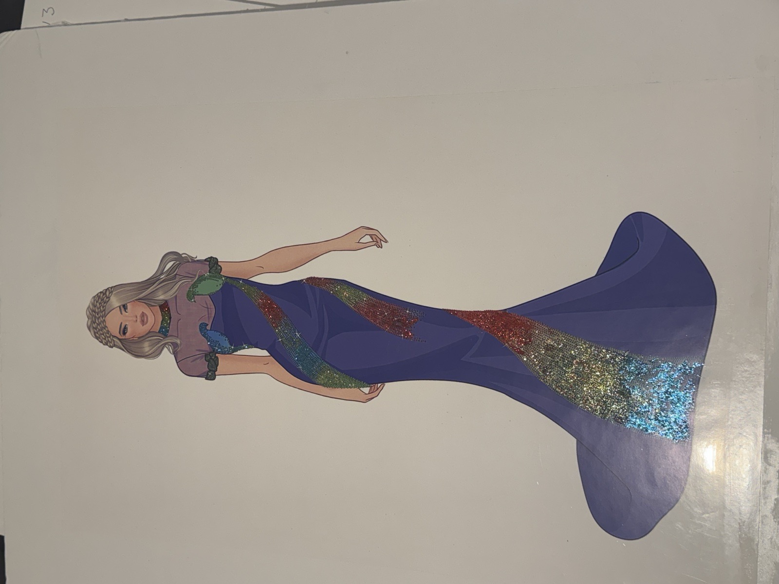 Sketch for Look 13 — color-block cocktail dress