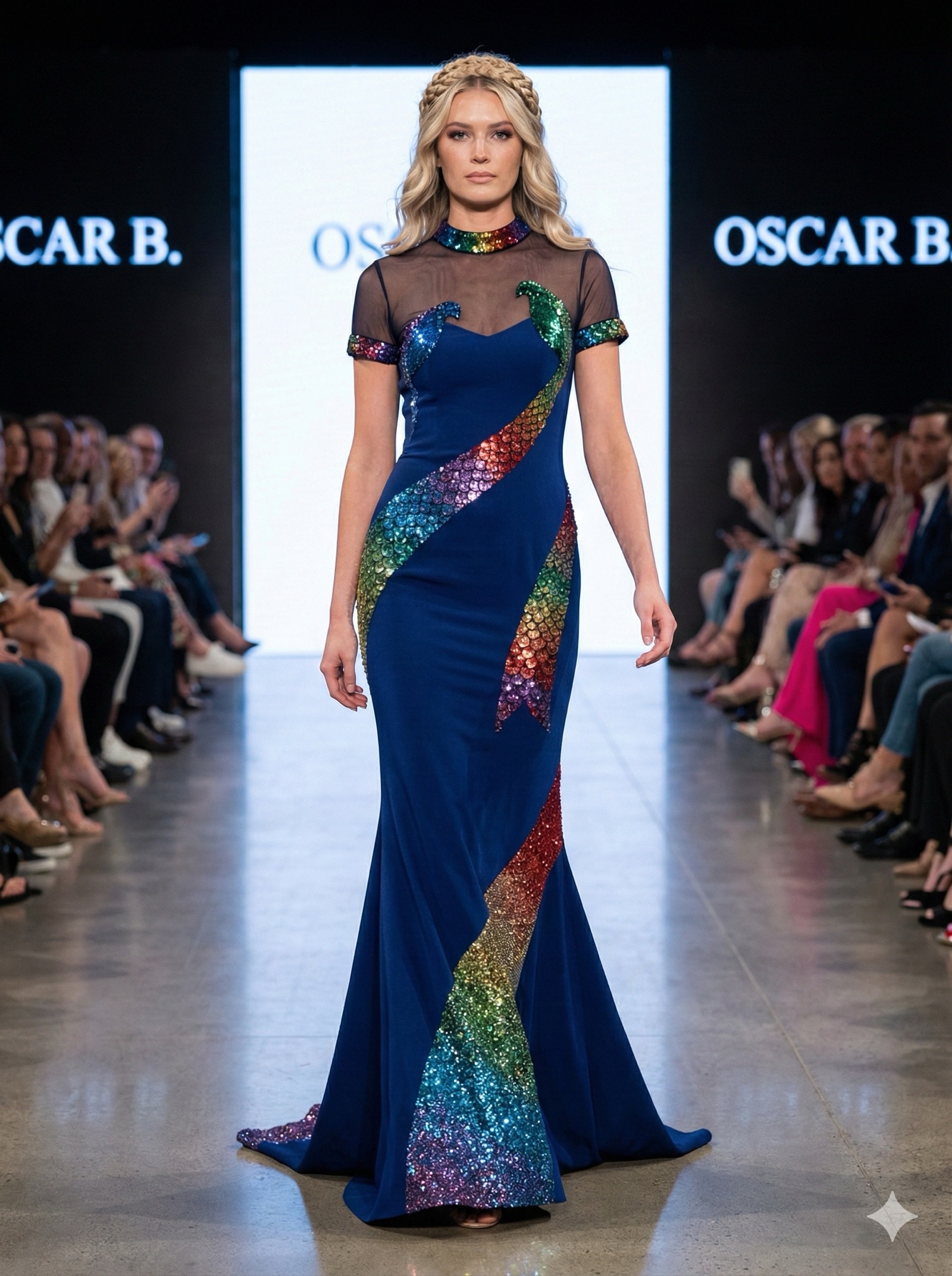 color-block cocktail dress