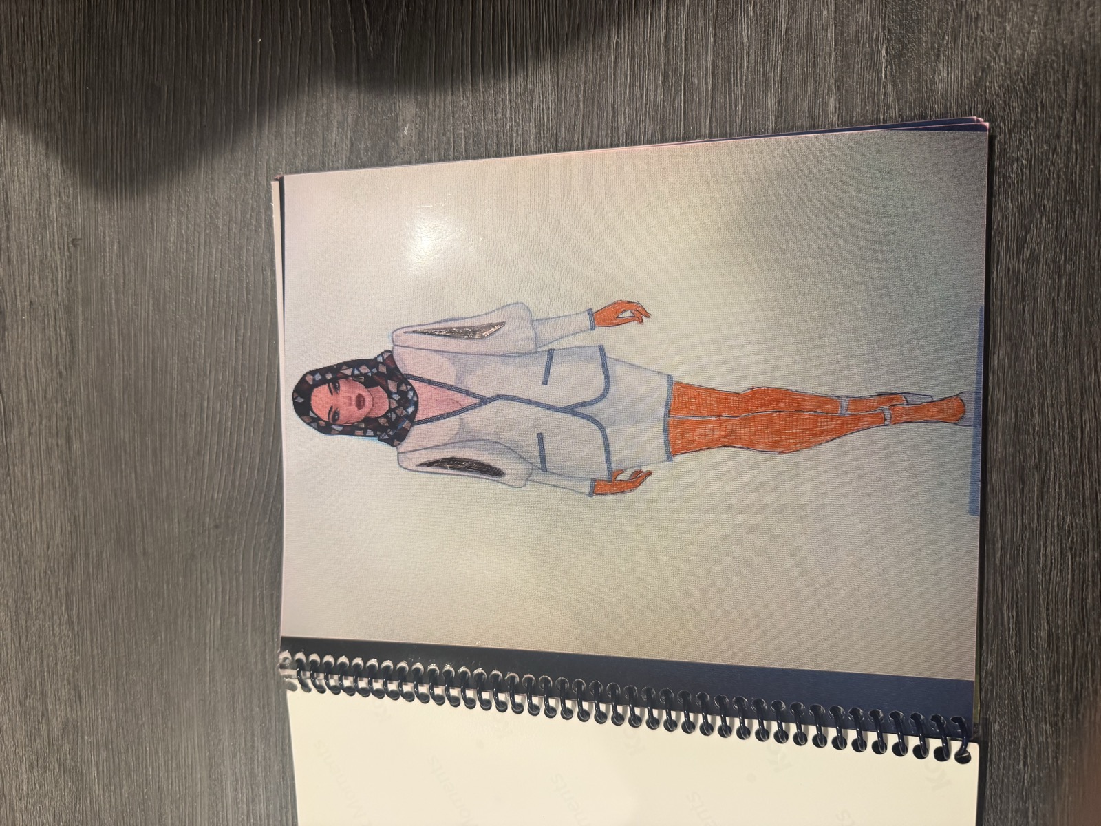 Sketch for Look 17 — ivory beaded hood and tailored set