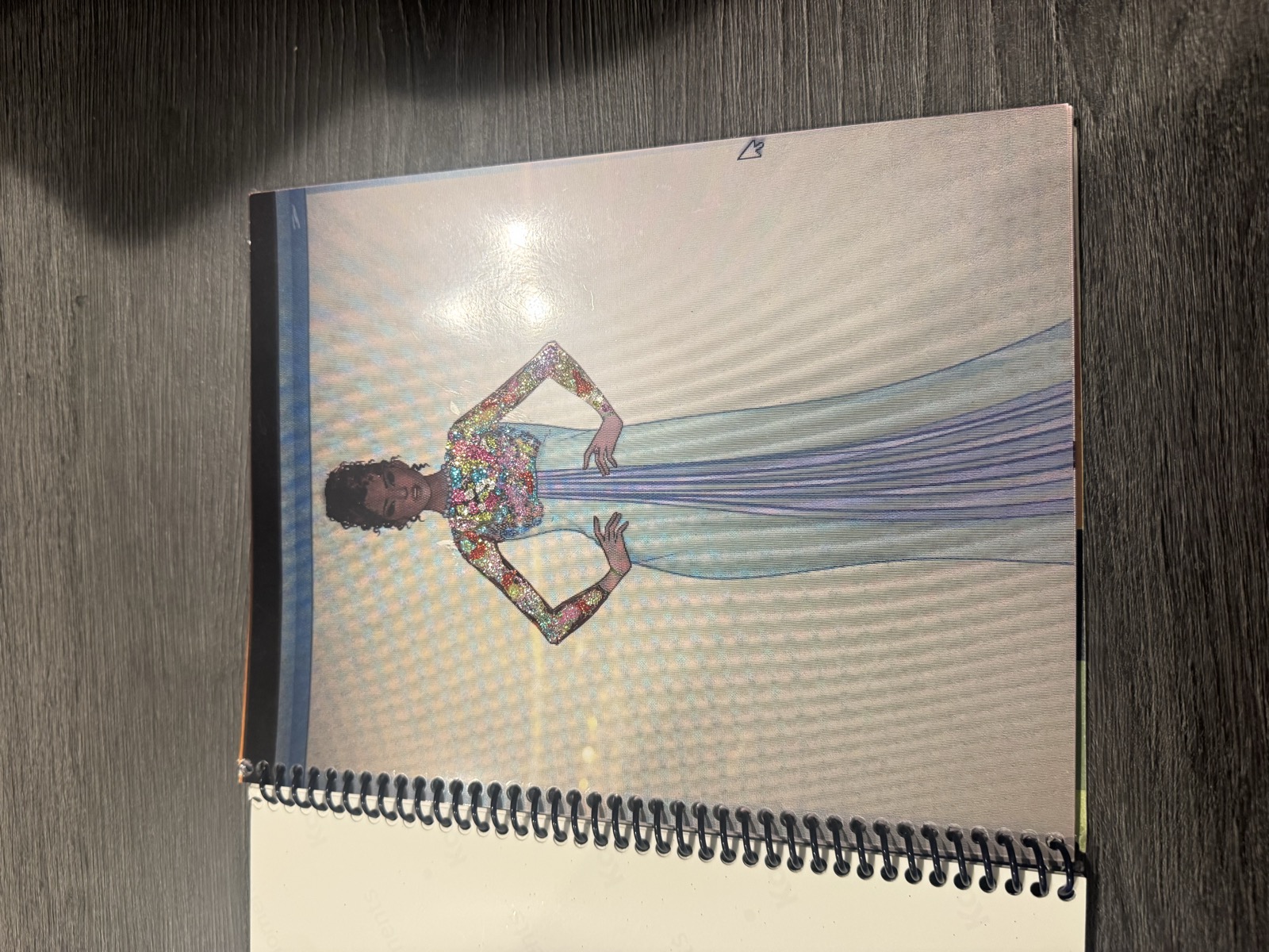 Sketch for Look 21 — confetti sequin bodice with draped chiffon skirt