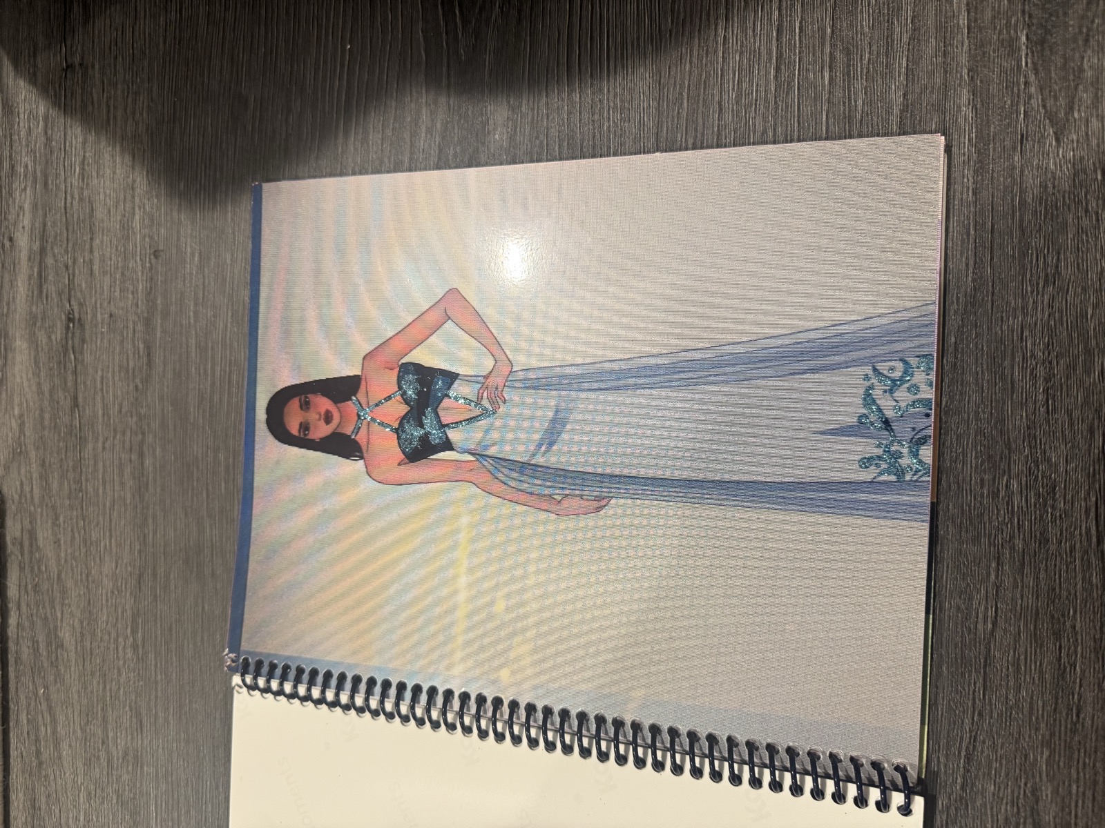 Sketch for Look 23 — teal bustier with translucent embroidered train