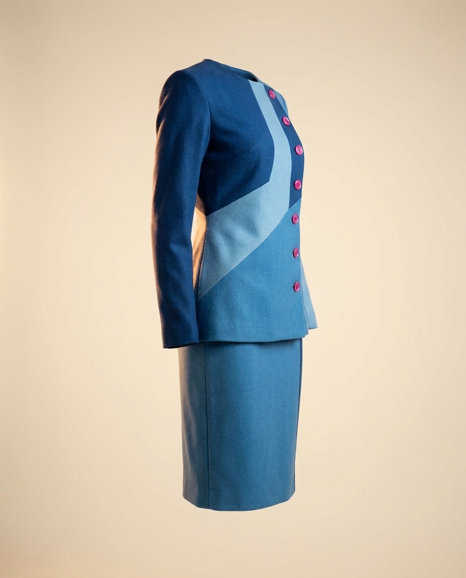Oscar B. — blue color-blocked skirt suit