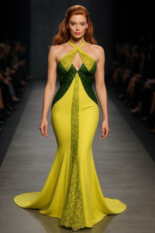 yellow and green halter