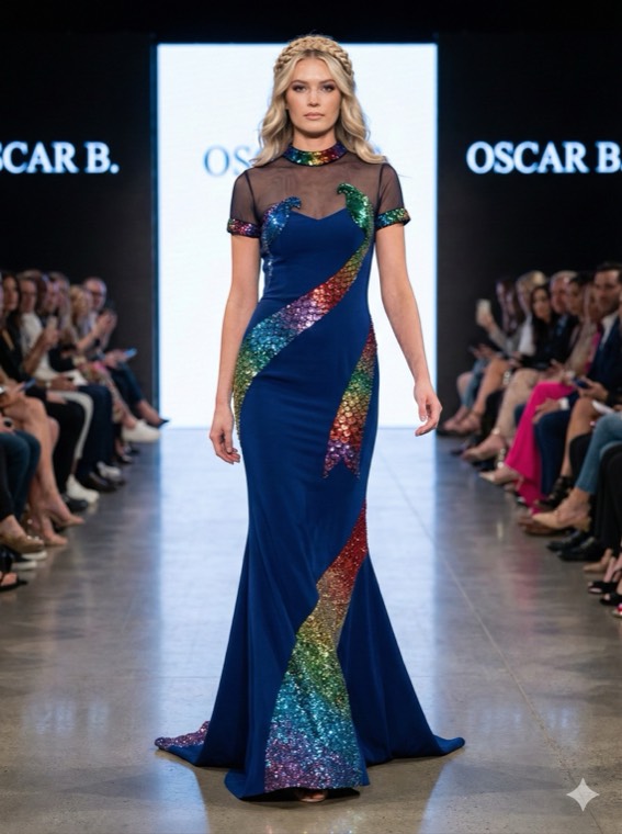 color-block cocktail dress
